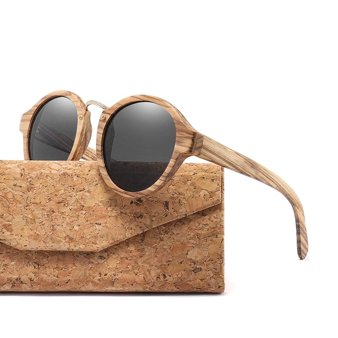 Retro Round Wooden Sunglasses