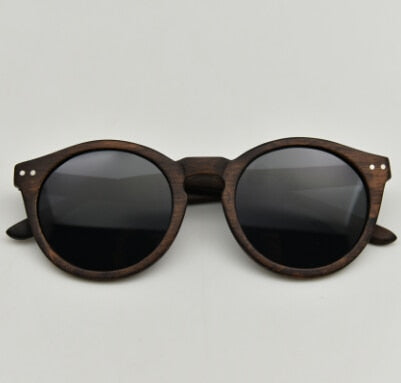 Vintage Round Wooden Sunglasses