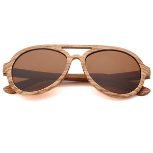 Brand Design Zebra Wooden Sunglasses